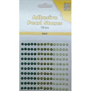 Nellie Snellen Adhesive Pearl Stones 4 mm - Grön