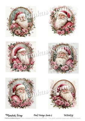 Miankas Scrap klippark - Pink Vintage Santa 2