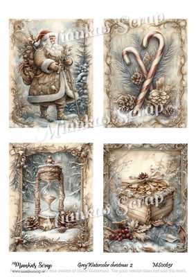 Miankas Scrap klippark - Grey Watercolor christmas 2