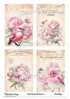 Miankas Scrap klippark - Pink Peonies Botanical 1