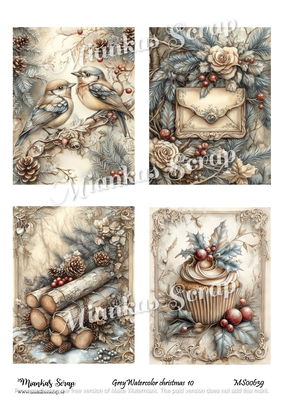 Miankas Scrap klippark - Grey Watercolor christmas 10