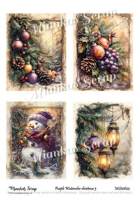 Miankas Scrap klippark - Purple Watercolor christmas 3