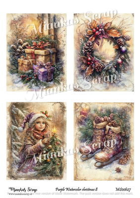 Miankas Scrap klippark - Purple Watercolor christmas 8