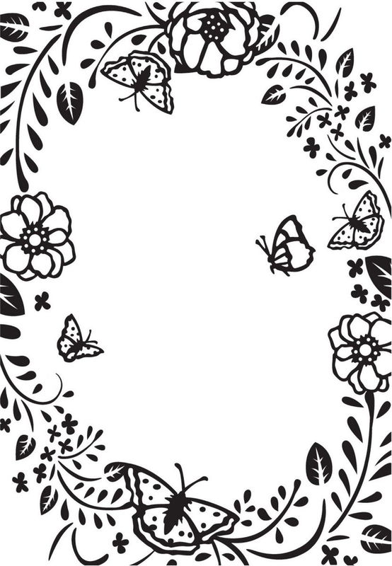 Nellie's Choice Embossing Folder - Flower/butterfly rectangle frame