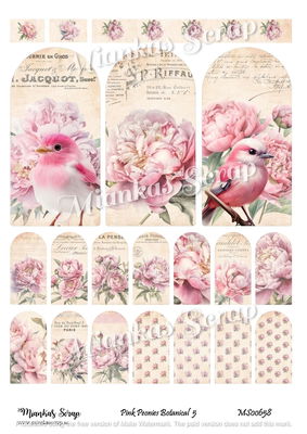 Miankas Scrap klippark - Pink Peonies Botanical 5