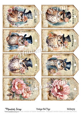 Miankas Scrap klippark - Vintage Owl Tags
