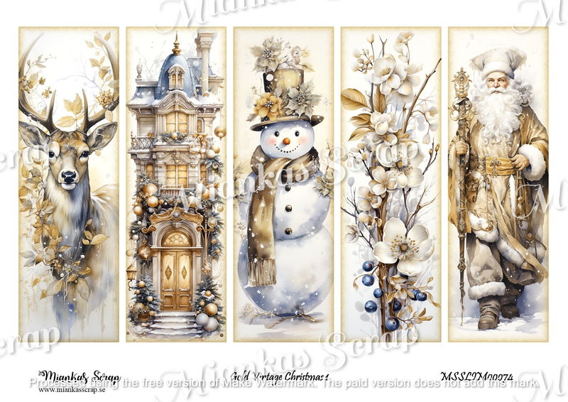Miankas Scrap klippark - Gold Vintage Christmas 1