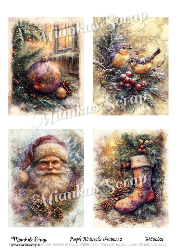 Miankas Scrap klippark - Purple Watercolor christmas 2