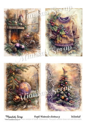 Miankas Scrap klippark - Purple Watercolor christmas 9