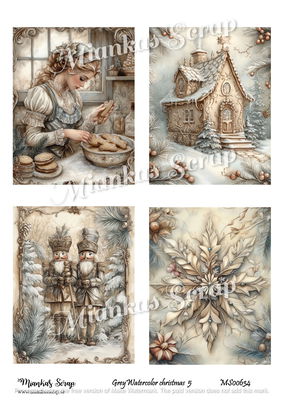 Miankas Scrap klippark - Grey Watercolor christmas 5