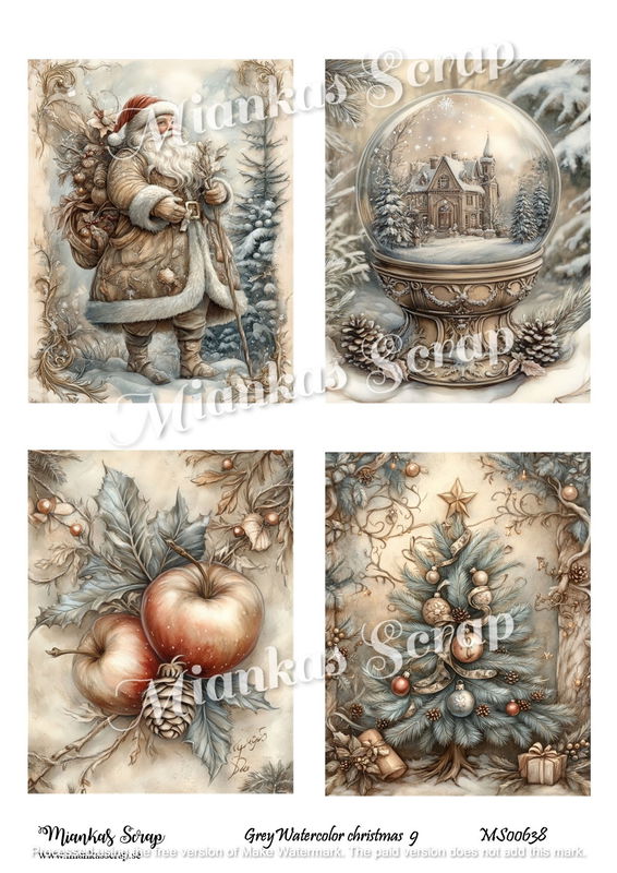 Miankas Scrap klippark - Grey Watercolor christmas 9