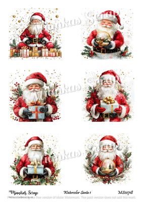 Miankas Scrap klippark - Watercolor Santa 1