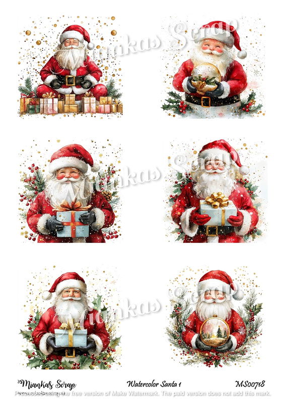 Miankas Scrap klippark - Watercolor Santa 1