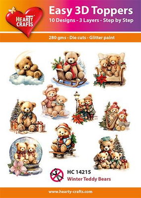 Hearty Crafts Easy 3D Toppers - Winter Teddy Bears