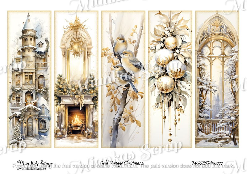 Miankas Scrap klippark - Gold Vintage Christmas 4