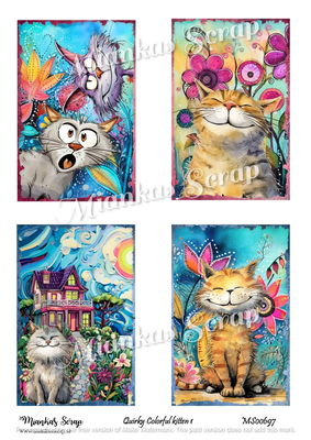 Miankas Scrap klippark - Quirky Colorful kitten 1