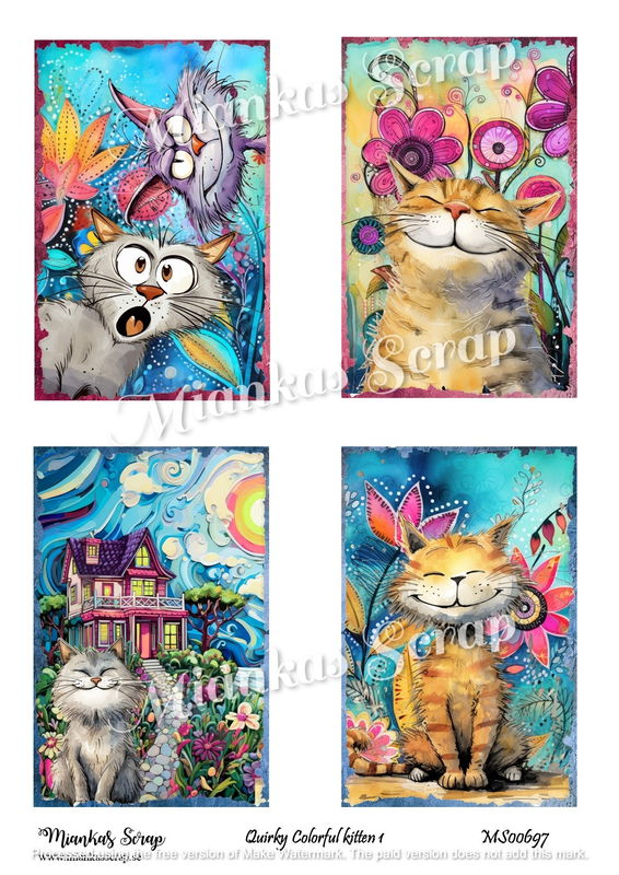 Miankas Scrap klippark - Quirky Colorful kitten 1