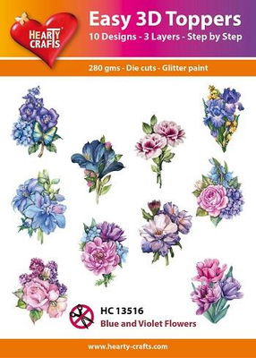 Hearty Crafts Easy 3D Toppers - Blue and Violet Flowers