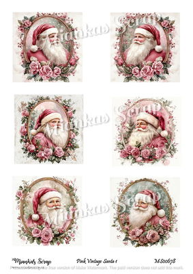 Miankas Scrap klippark - Pink Vintage Santa 1