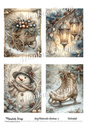 Miankas Scrap klippark - Grey Watercolor christmas 7