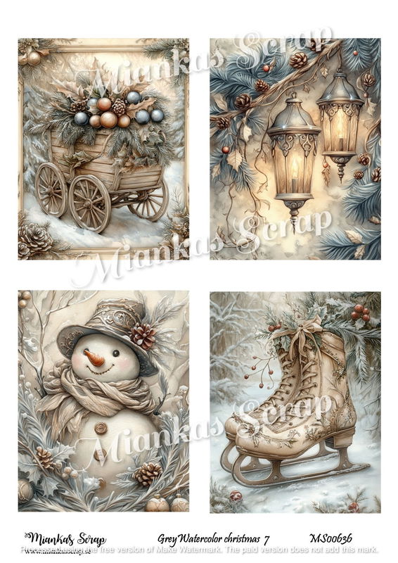 Miankas Scrap klippark - Grey Watercolor christmas 7