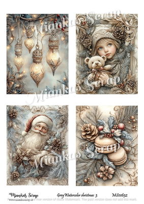 Miankas Scrap klippark - Grey Watercolor christmas 3