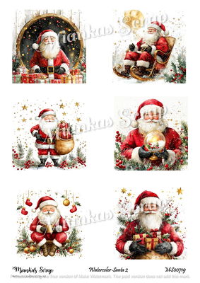 Miankas Scrap klippark - Watercolor Santa 2