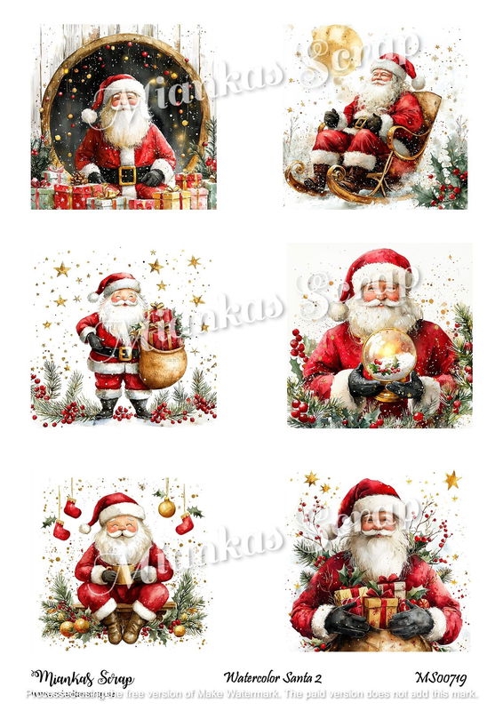Miankas Scrap klippark - Watercolor Santa 2