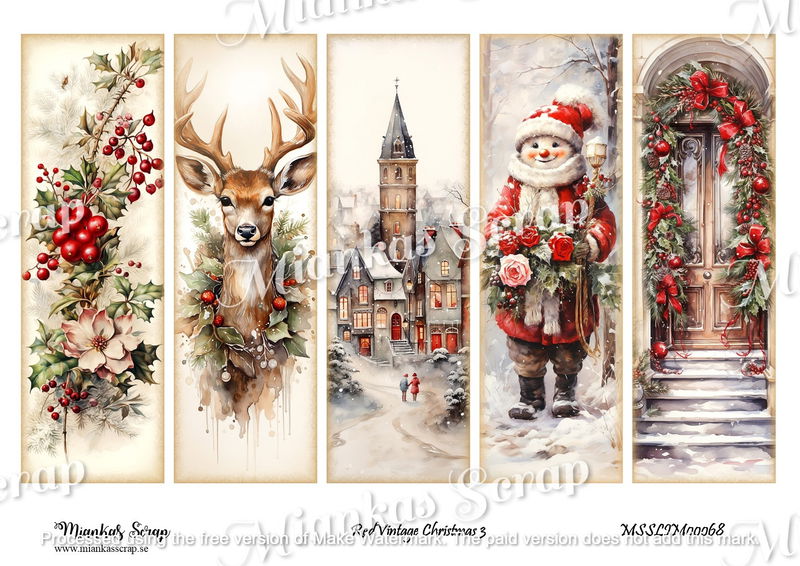 Miankas Scrap klippark - Red Vintage Christmas 3