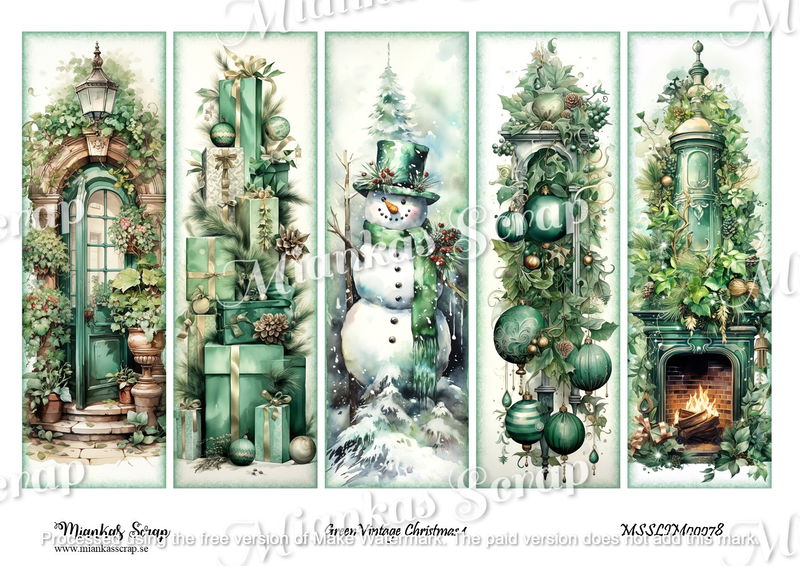 Miankas Scrap klippark - Green Vintage Christmas 1