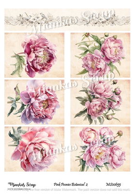 Miankas Scrap klippark - Pink Peonies Botanical 2