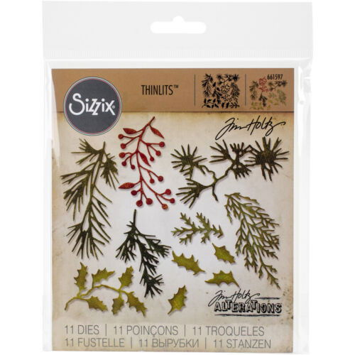 Tim Holtz Sizzix Thinlits Die Set -  Holiday Greens, Mini