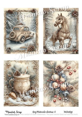 Miankas Scrap klippark - Grey Watercolor christmas 6
