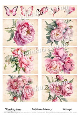 Miankas Scrap klippark - Pink Peonies Botanical 3