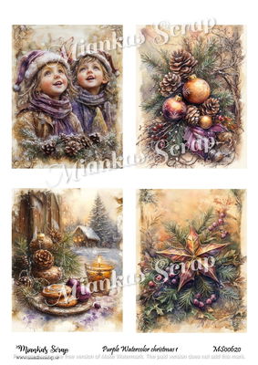 Miankas Scrap klippark - Purple Watercolor christmas 1