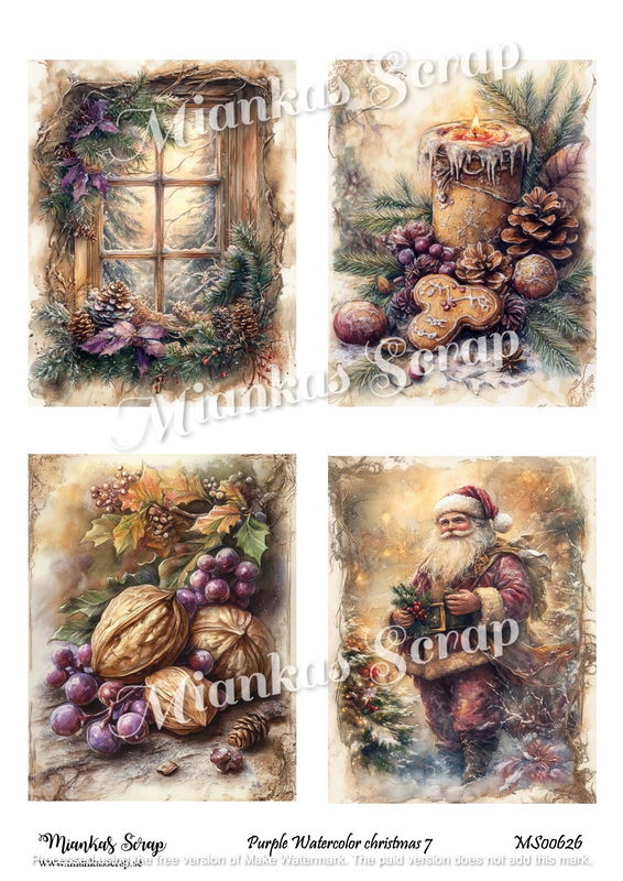 Miankas Scrap klippark - Purple Watercolor christmas 7