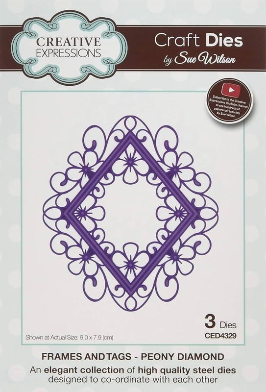 Creative Expressions Sue Wilson Craft Dies - Frames and Tags - Peony Diamond