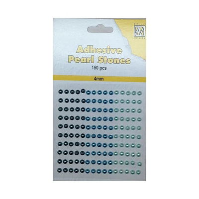 Nellie Snellen Adhesive Pearl Stones 4 mm - Blå