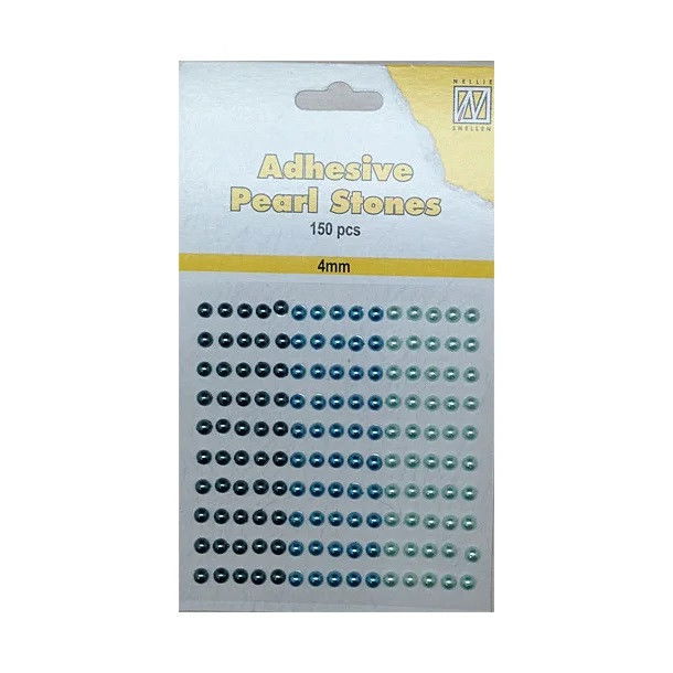 Nellie Snellen Adhesive Pearl Stones 4 mm - Blå