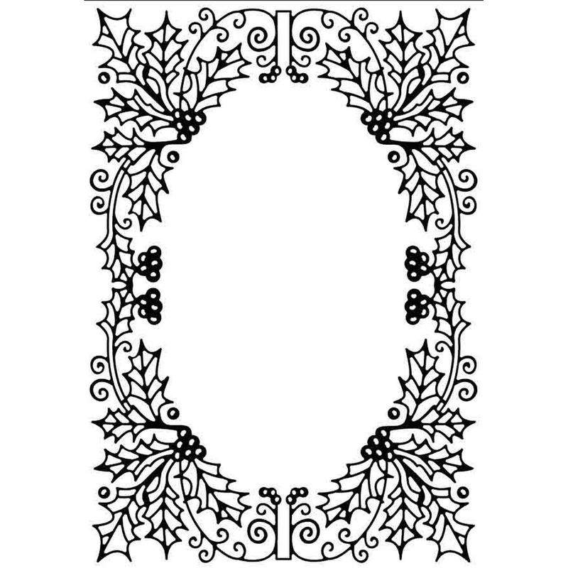 Nellie's Choice Embossing Folder - Holly oval frame