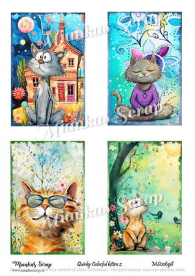 Miankas Scrap klippark - Quirky Colorful kitten 2