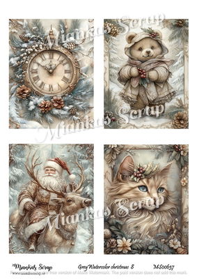 Miankas Scrap klippark - Grey Watercolor christmas 8