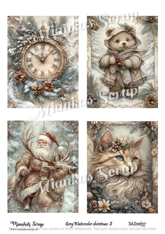 Miankas Scrap klippark - Grey Watercolor christmas 8