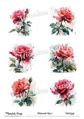 Miankas Scrap klippark - Watercolor Rose 1