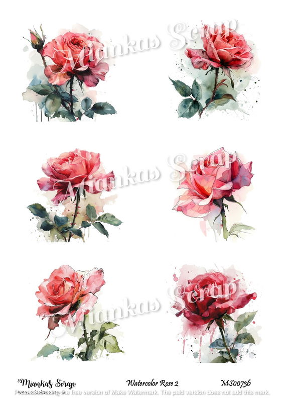 Miankas Scrap klippark - Watercolor Rose 2