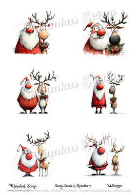 Miankas Scrap klippark - Crazy Santa & Reindeer 2