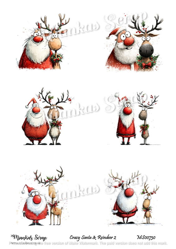 Miankas Scrap klippark - Crazy Santa & Reindeer 2