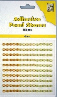 Nellie Snellen Adhesive Pearl Stones 4 mm - Gul