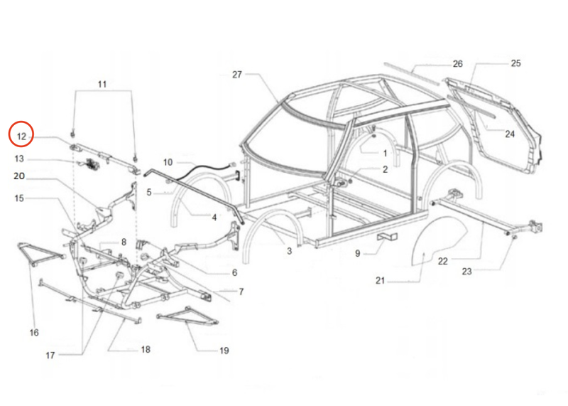 Support avant Chatenet CH26, CH28, CH30 & CH32 pour pare-chocs / capot
