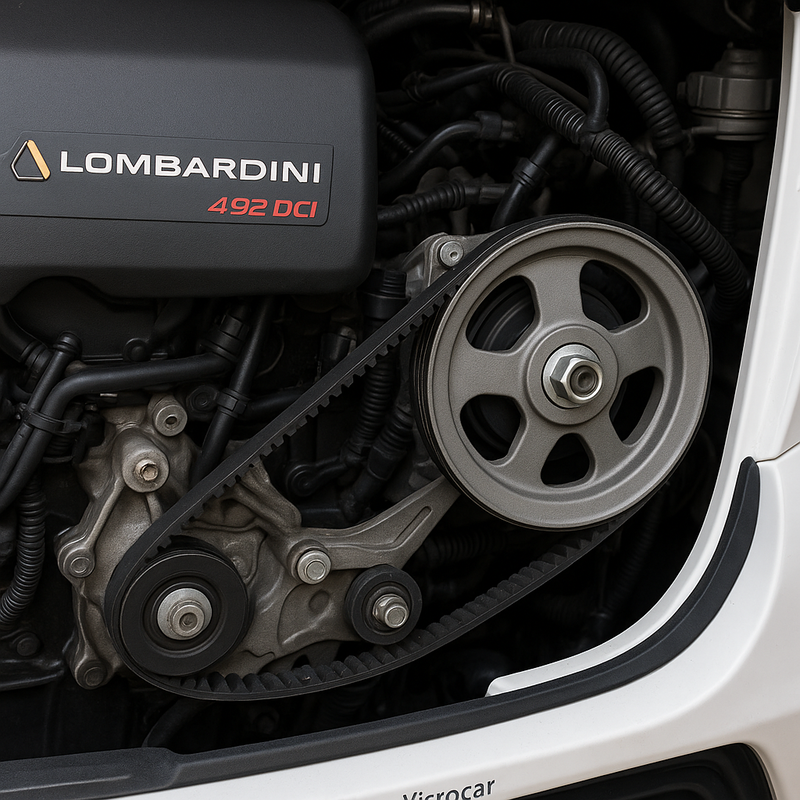 Hur byter man AC-rem på Ligier / Microcar mopedbil med Lombardini 492 DCI motor?
